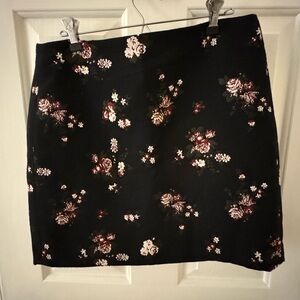 LOFT Black Floral Mini Skirt